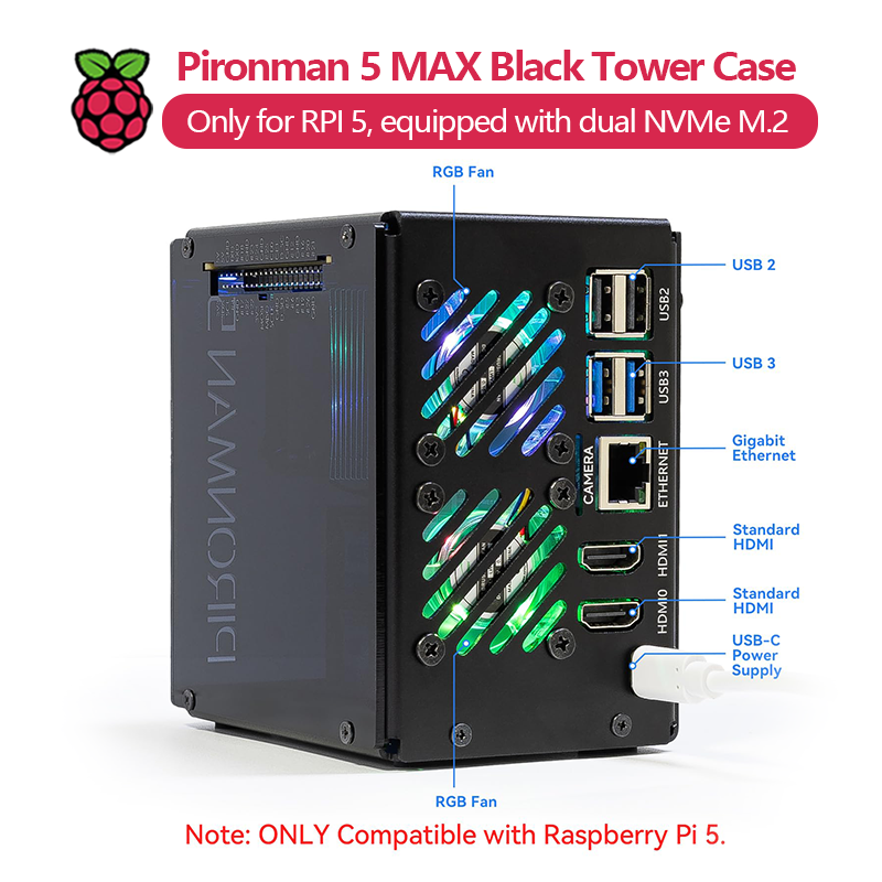 Pironman 5 MAX, Case Black Tow - Argon One V3 M.2 Nvme Case recensione e prezzo